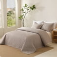 thumbnail image 4 of 3 PCS Solid Color Ultrasonic Lightweight Quilt Bedspread Set, Breathable Bed Cover, Modern All Season Bedding, 4 of 7