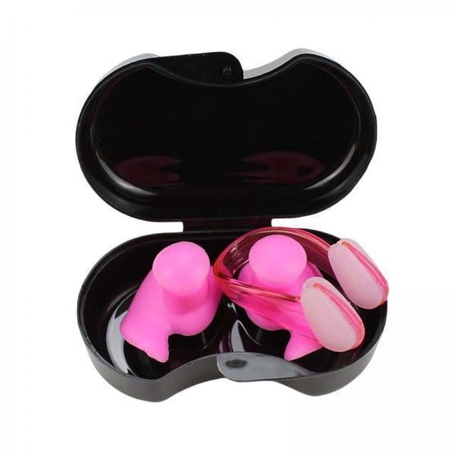 Juego De 2 Tapones Para Los Oídos Y Pinzas Para La Nariz Para Natación, Tapones Para La Nariz Y Los Oídos Para Entrenamiento, Para Adultos, Color Rosa