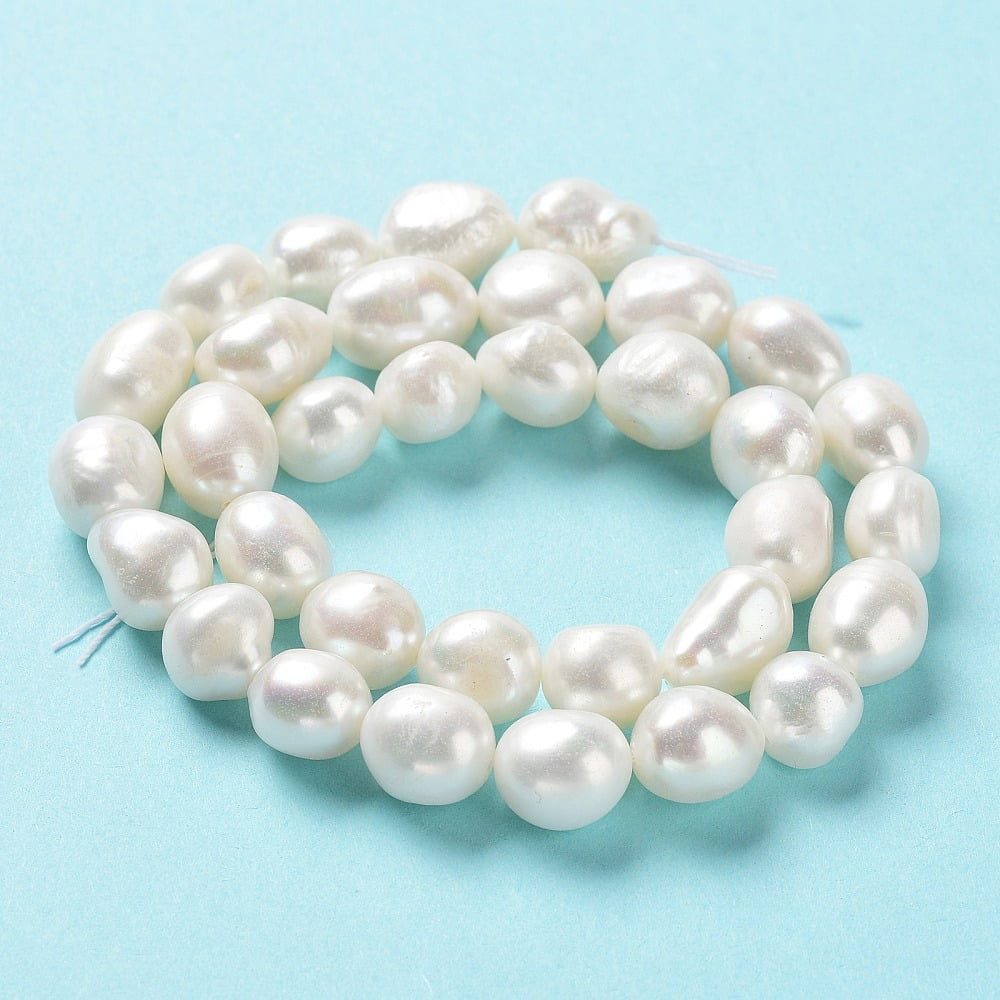 Natural Cultured Freshwater Pearl Beads Strands Two Side Polished Grade 3A Seashell Color 10~11.5x10~11x8~9mm Hole: 0.6mm about 32pcs/strand 14.17''(36cm)