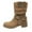 Khaki, variant on Xfvqtps Womens Suede Mid Calf Boots with Belt Buckle Decor Winter Casual Booties Chunky Low Block Heel Square Toe Pull on Comfortable Boots for Women Khaki