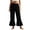 Black, variant on Women Elastic Waist Flared Calf Length Pants Solid Tone Loose Outdoor Casual Daily Bottom Trousers(Coffee,M)