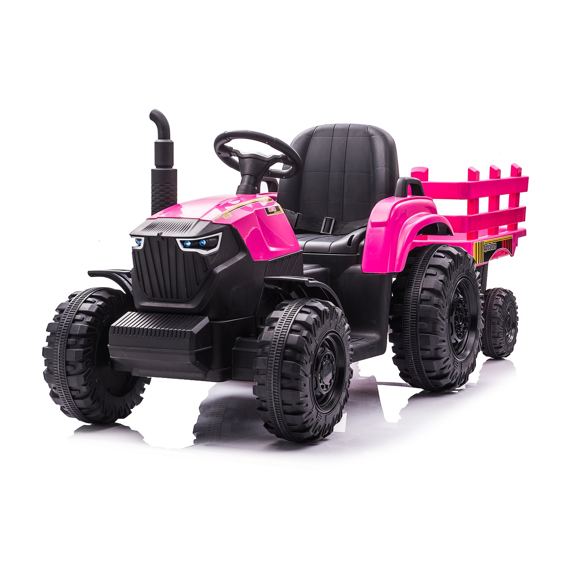 CIPACHO 24V Tractor Double Drive Kids Ride On Car with Trailer, Electric Car for Kids Key Start, Forward and Backward, Tractor Sound (No Music), USB, MP3, Power Display, Volume, Pink CIPACHO 24V Tractor Double Drive Kids Ride On Car with Trailer, Electric Car for Kids Key Start, Forward and Backward, Tractor Sound (No Music), USB, MP3, Power Display, Volume, Pink