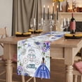 thumbnail image 2 of Table Runners 108 Inches Long Dress Scarves, Happy Birthday Farmhouse Coffee/Dining/Kitchen Table Runner for Living Room, Purple Dress Crown Carriage Flowers Butterfly 13x108 Inch, 2 of 9