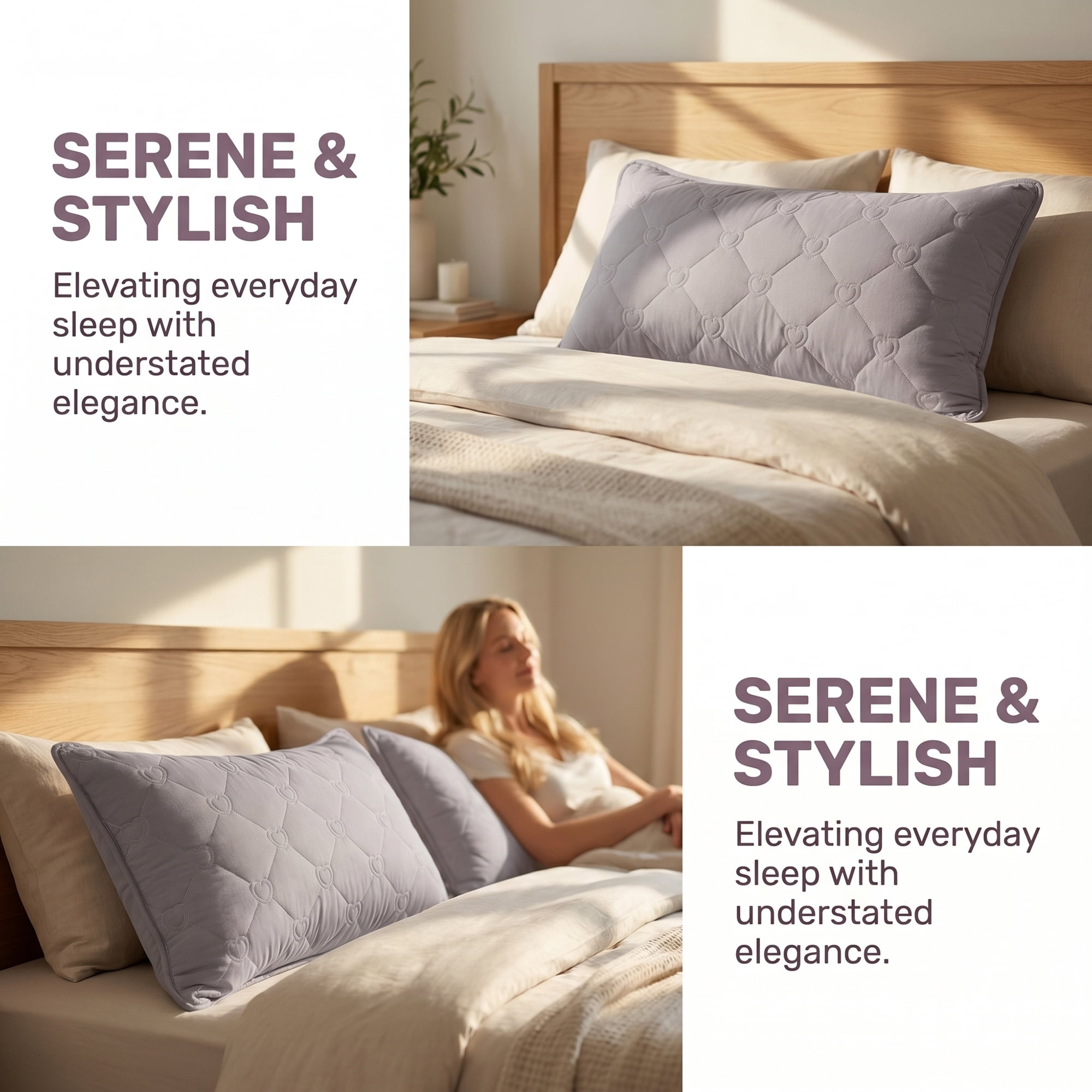 Unique Bargains 2-pcs Heart-shaped Polyester Comfortable Quilted Pillow Protector Gray