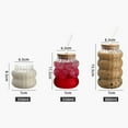 thumbnail image 6 of 16.9 oz Coffee Drinking Glass Cups-Transparent Water Juice Bubble Tea Milk Beer Cup With Lid and Straw,Simple Drinkware Ribbed Coffee Glass Mug, 6 of 6