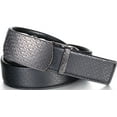 thumbnail image 2 of Mio Marino Classic Ratchet Belt - Premium Leather - 1.38 Wide - Adjustable Buckle Shadowed Metallic - Jet Black Adjustable from 28" to 44" Waist, 2 of 7