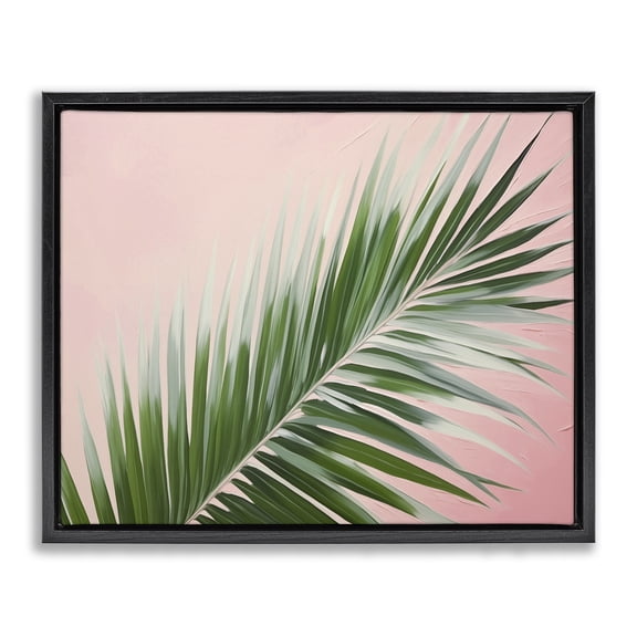 Stupell Industries Coastal Wispy Palm Leaf on Pink Black Floating Frame Canvas Art, 21 x 17, by Arlington Prints