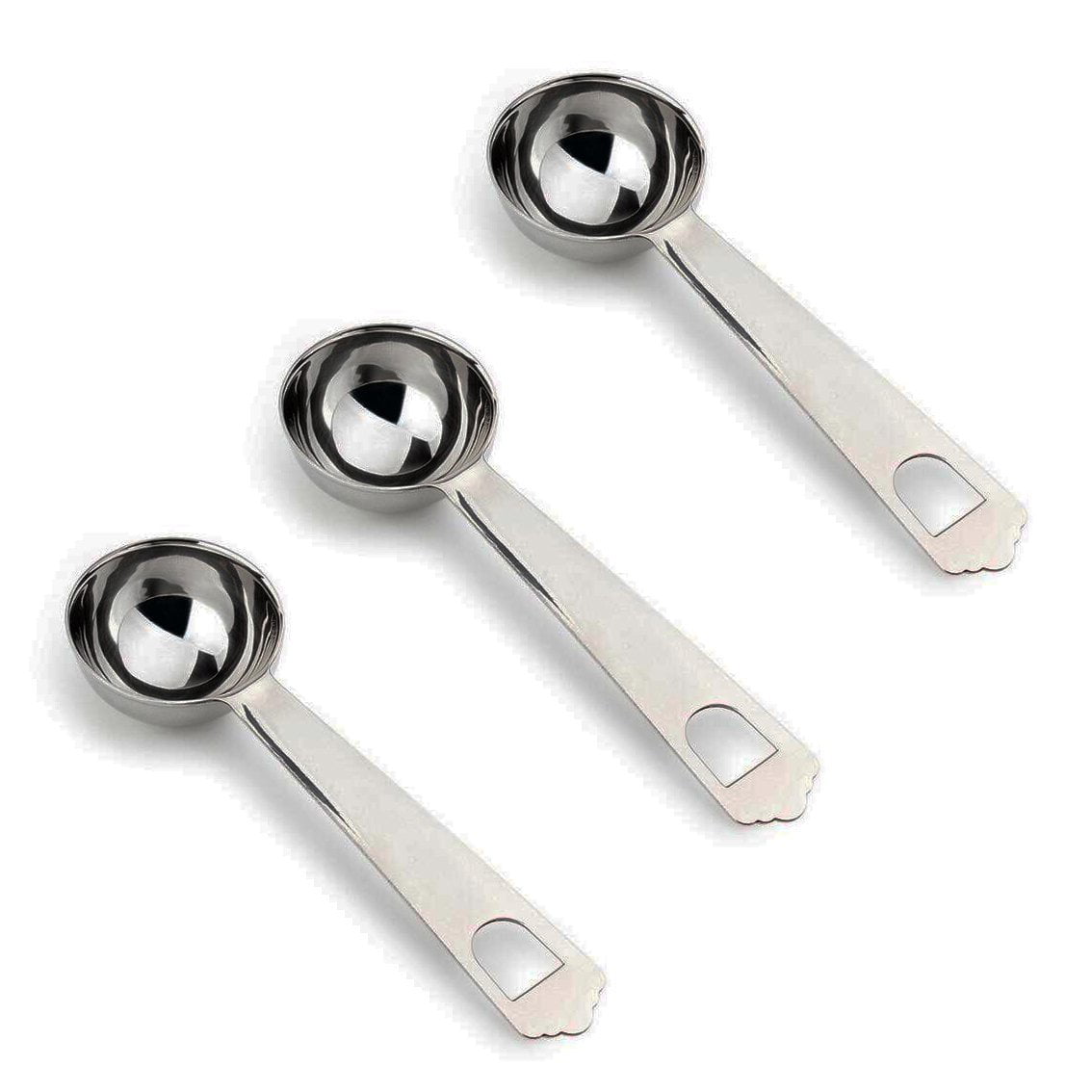 Set of 3 Stainless Steel 1 Tablespoon Measuring Coffee Scoop Spoon