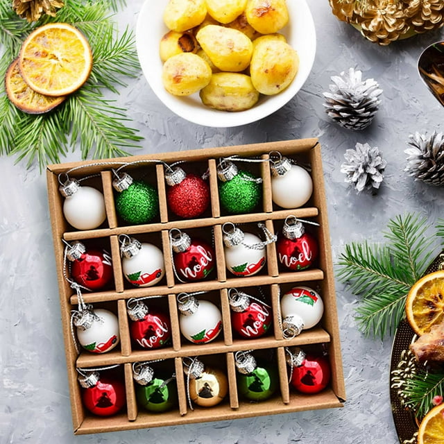 Juego de adornos navideños de bolas pintadas, decoraciones festivas para el árbol de Navidad, bolas colgantes coloridas, 1 unidad, 2,5 cm (mezcla de colores) Rkxzt