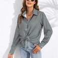 thumbnail image 5 of vigerkar Plaid Shirts for Women Button Down Shirt Lapel Long Sleeve Blouses Dressy Casual Gingham Tops (Dark Green, S), 5 of 5