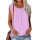thumbnail image 4 of ICHUANYI Clearance Women's Summer Solid Color Casual Tank Tops Loose Fit Pleated Round Neck Sleeveless Tops(Purple, XXL) ICHUANYI WER2023080915422, 4 of 9