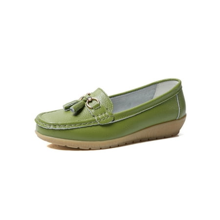 

Zodanni Ladies Loafers Closed Toe Nurse Shoes Slip On Flats Female Moccasin Work Fashion Low Top Grass Green 9