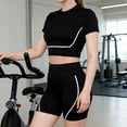 thumbnail image 7 of KOFUBOKE Workout Sets for Women 2 Piece, Slim Fit Summer Pilates Outfits with Short Sleeve Top and High Waist Hip Lifting Shorts for Gym, Yoga & Daily Wear, 7 of 7
