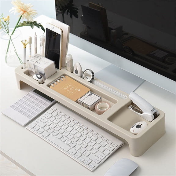 Desktop Organizer Storage Rack - Multi - Compartment Design For Office Supplies, Desktop Space - Saving, Beige Color - For Office Workers, Students, Home Office Use