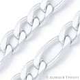 thumbnail image 2 of 7.5mm Figaro / Figaroa Link Italian Chain Necklace in Solid .925 Sterling Silver, 2 of 2