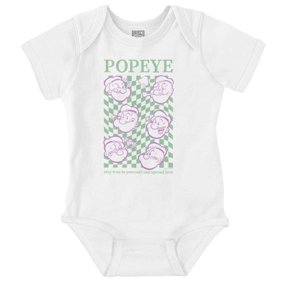 Popeye Stay True to Yourself Cartoon Romper Boys or Girls Infant Baby Brisco Brands NB
