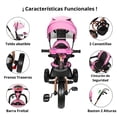 thumbnail image 3 of Triciclo Infantil Tipo Carriola con Bastón Ajustable Luz y Sonido-Rosa, 3 of 8