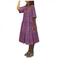 thumbnail image 1 of Birdeem Robe Décontractée à Manches Courtes Imprimée Col en V pour Femmes, 1 of 7