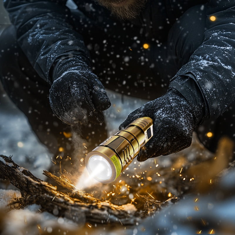 SKYFIRE LED High-brightness Gold Dragon Pattern Flashlight, 4000mAh rechargeable flashlight with ignition lens, zoom function, four modes, suitable for camping, outdoor and household use