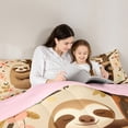 thumbnail image 4 of Castle Fairy Cartoon Sloth Twin Bedding Sets 7-Piece for Kids Teens,Kawaii Flowers Animal Bedding Comforter Set Microfiber,Dreamy Princess Breathable Sheet Sets,Luxury Bedroom Decor,Reversible, 4 of 8