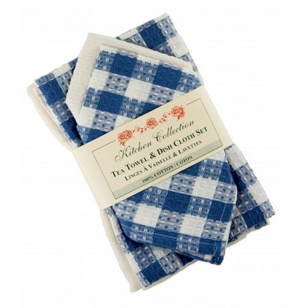 

2 Tea Towels And 2 Dish Cloths - Toro Blue Check Towel Set