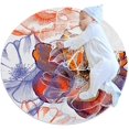 thumbnail image 1 of Abstract Floral Roses Hand-Drawing Round Soft Area Rugs 2.6ft Anti-Slip Cute Circle Carpet for Teen Girls Room, Circular Rug for Nursery Room, Dorm, Cute Room Decor for Baby, 1 of 7