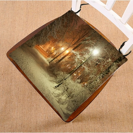 

PHFZK Snow View Chair Pad Winter Alley at Night and Shining Lanterns Seat Cushion Chair Cushion Floor Cushion Two Sides Size 18x18 inches