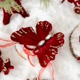 thumbnail image 4 of Wine Red Christmas Snowfall Deer Pendant Flocking Cartoon Xmas Tree Hanging Ornaments Elegant Wreath Butterfly Knot Elk, 4 of 5