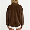 thumbnail image 4 of Stralyhd Relaxed Fit Fluffy V Neck Jacket Women Oversized Sweatshirt Daily Casual Tops Fashion Autumn Lounge Outfits Outerwear with Pockets Brown XXL, 4 of 5