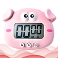 thumbnail image 3 of EeaseMX Reloj despertador electrónico con temporizador de dibujos animados de cerdo, ideal para estudiar, trabajar y hornear, sin batería (rosa), 3 of 7