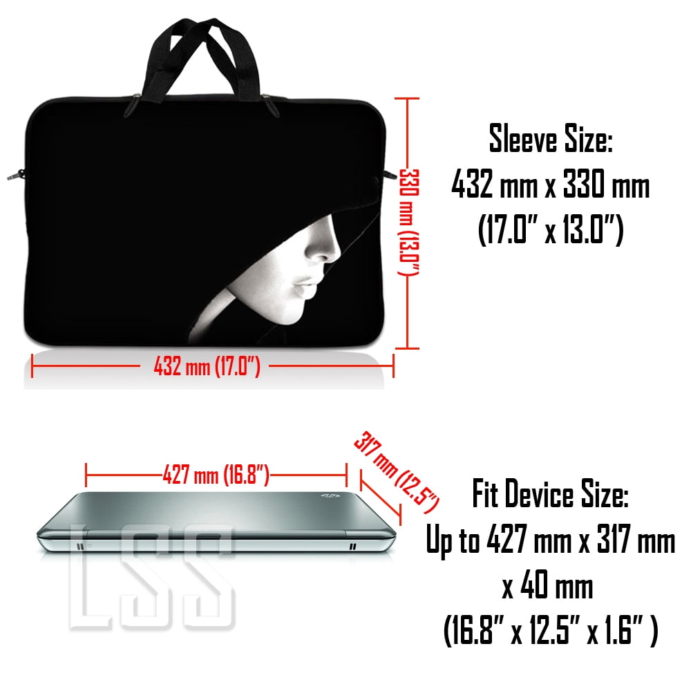LSS 17-17.3 inch Neoprene Laptop Sleeve Bag with Handle and Adjustable Shoulder Strap - Lady in Hood