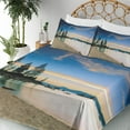 thumbnail image 5 of Ambesonne Beach Fitted & Top Sheet Set with Shams, Peaceful Paradise Trees, Blue Cream, 5 of 8