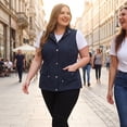 thumbnail image 3 of Agnes Orinda Women's Plus Size Sleeveless Anorak Cargo Coats Zip Button Drawstring Waist Vest Jackets 4X Navy Blue, 3 of 9