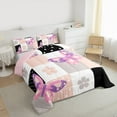 thumbnail image 3 of Manfei Cute Cartoon Butterfly King Size Comforter Sets,Kawaii Flower Floral Bedding Comforter Set,Pink Whiute Black Patchwork Plaid Bedding Set For Girls,Ultra Soft Home Decor Reversible,3-Piece, 3 of 8