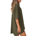 thumbnail image 2 of Women'S Two Piece Lounge Set 2025 Summer Casual Oversized Shirts Biker Shorts Green S, 2 of 8