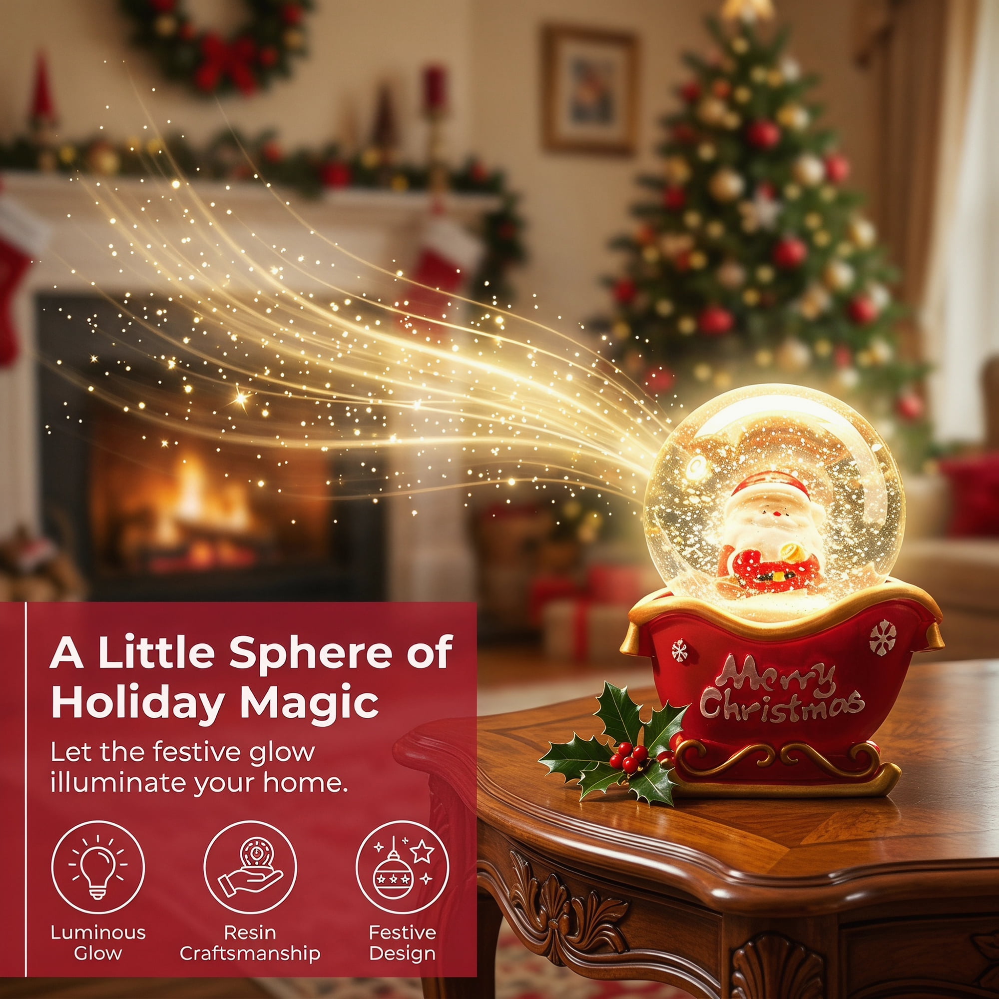 Unique Bargains Light Up Crystal Ball LED Glitter Snow Globe Red O 1.8" x 1.8" x 2.7"