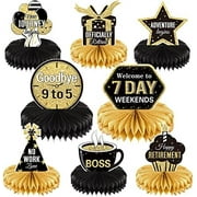 8 Pieces Retirement Centerpiece Party Table Decorations Gold and Black Officially Happy Retirement Honeycomb Decorations for Men Women Party Supplies$$Electronics Accessories