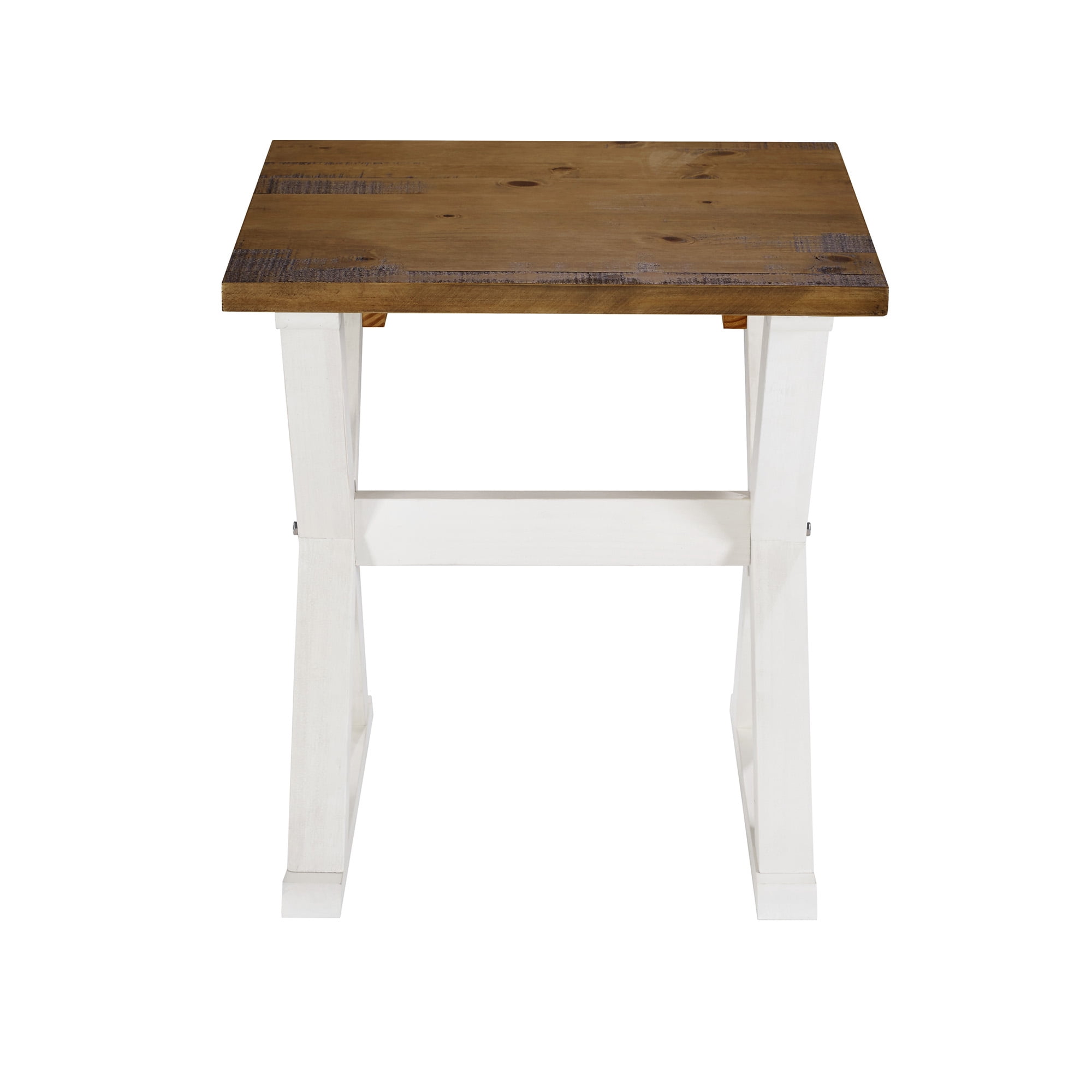 Manor Park Rustic Farmhouse Distressed Wood Side Table, White Wash