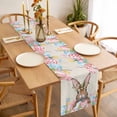 thumbnail image 3 of Bunny Easter Table Runner - 70 Inch Long, Kitchen Dining Table Runner Dresser Scarves, Pink Blue Eggs Tulips Floral Rabbit Rustic Farmhouse Decor for Coffee Tables Wedding Party Banquet, 3 of 8