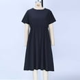 thumbnail image 4 of ITSAME Women's Maxi Dress, Crew Neck Short Sleeve Cotton Linen Summer Casual Flowy Dresses Black L, 4 of 5
