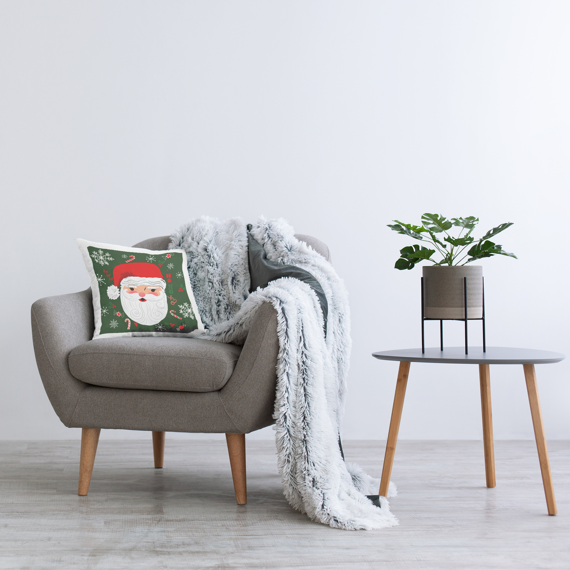 Stupell Industries Santa Claus Holiday Snowflakes Square Decorative Printed Throw Pillow, 18 x 18,