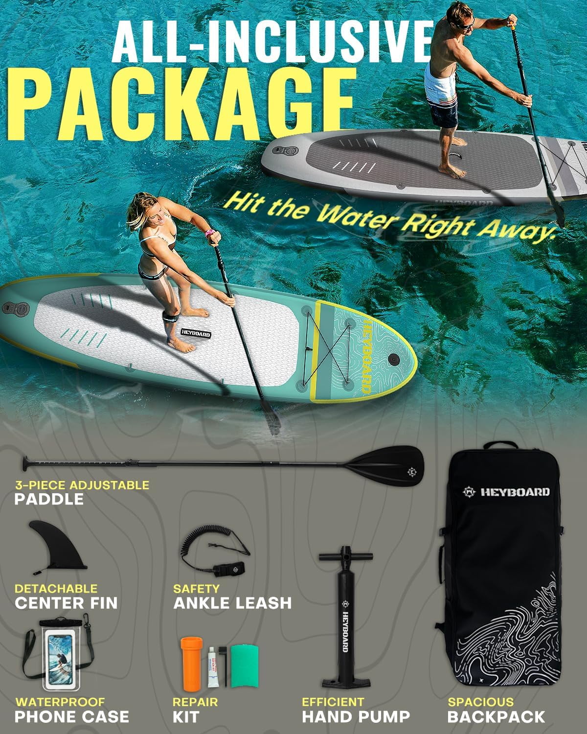 heyboard SUPボード HEYBOARD Inflatable Stand Up Paddle Board 10'/10'6” Standup