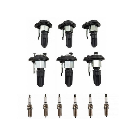 Ignition Coil Set with Spark Plugs 12 Piece - Compatible with 2002 - 2004 Oldsmobile Bravada 4.2L 6-Cylinder 2003