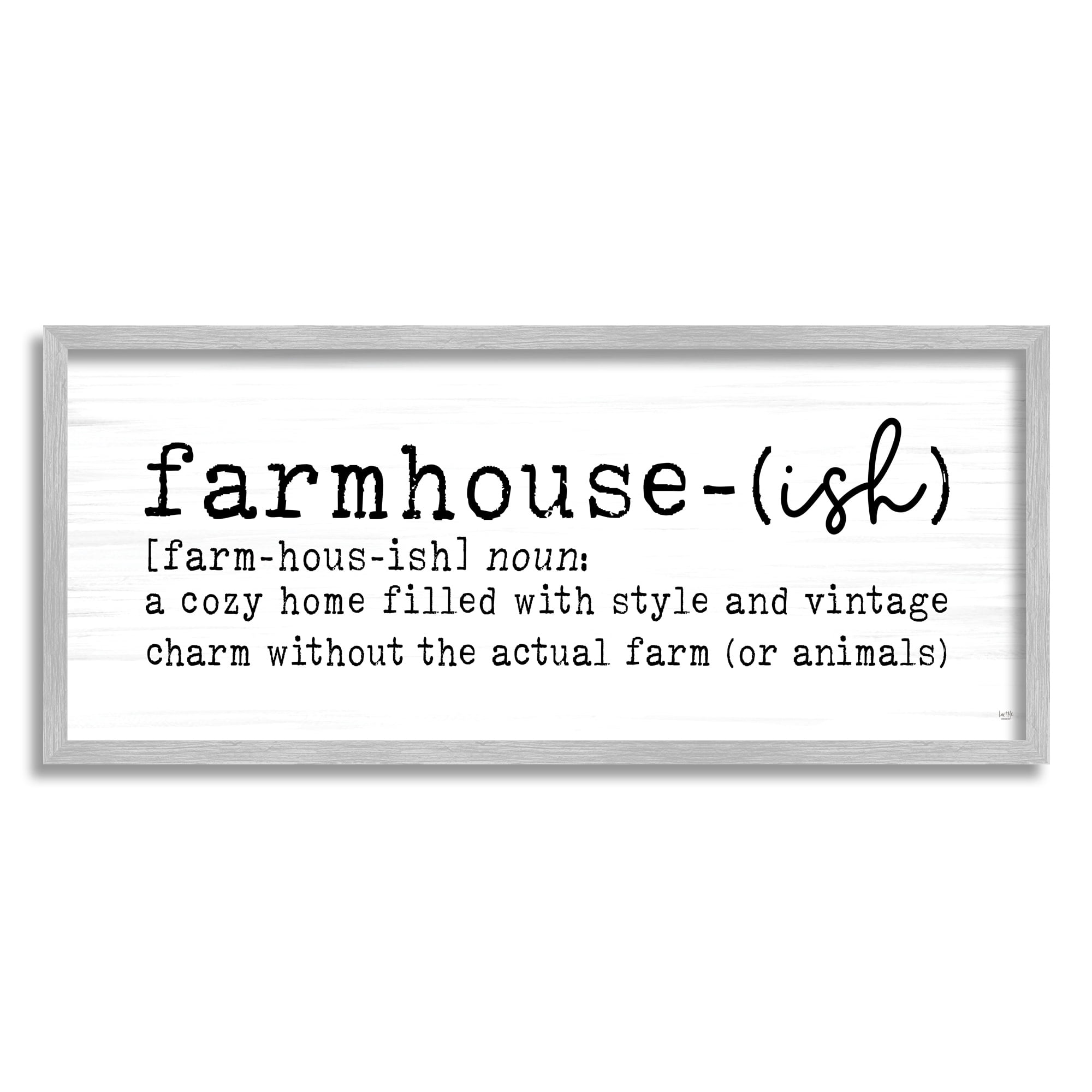 Stupell Industries Farmhouse-Ish Playful Definition Sign Birch Pattern Graphic Art Gray Framed Art Print Wall Art, Design by Lux + Me Designs