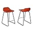 thumbnail image 3 of Cortesi Home Ava Tabourets de Comptoir en Faux Cuir Terracotta Fixe 25 Pouces, Ensemble de 2, Rouge, 3 of 4