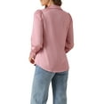 thumbnail image 3 of INSPIRE CHIC Women's Button Up Shirts Puff Long Sleeves Vintage Satin Wear-to-Work Blouse XS Rust Pink, 3 of 6