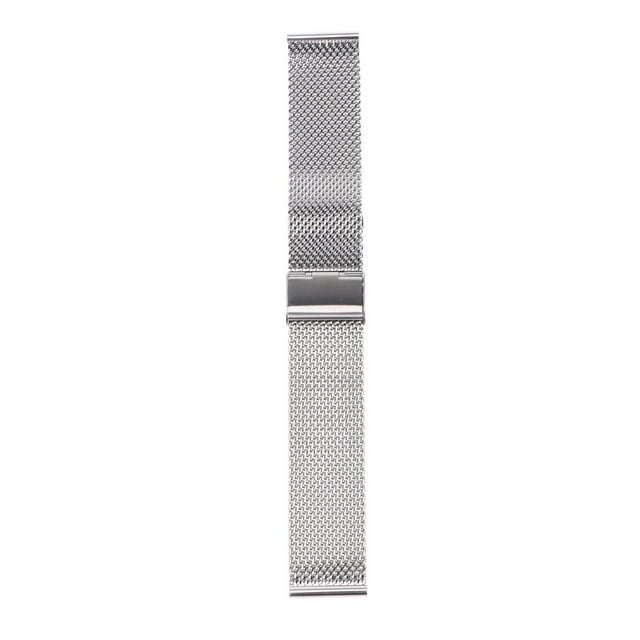 22mm Shark Mesh Stainless Steel Watch Band Strap Folding Clasp Watchband (Short Pattern Silver)