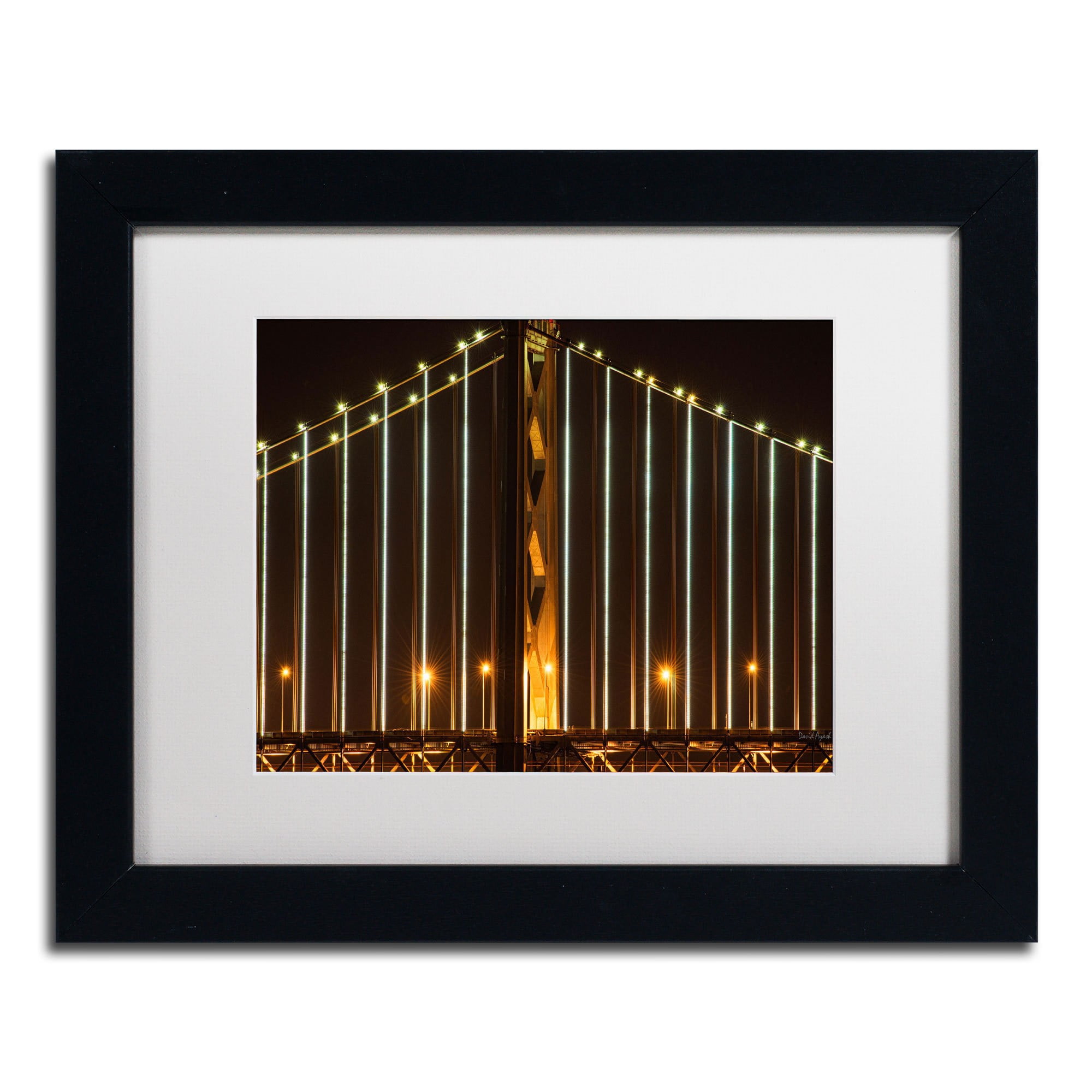 "Bay Bridge - San Francisco" Canvas Art by David Ayash, White Matte, Black Frame