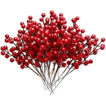Naler 30Pcs 8.1" Christmas Holly Berry Stem Picks for DIY Wreath Garland Vase Filler Xmas Tree Decor