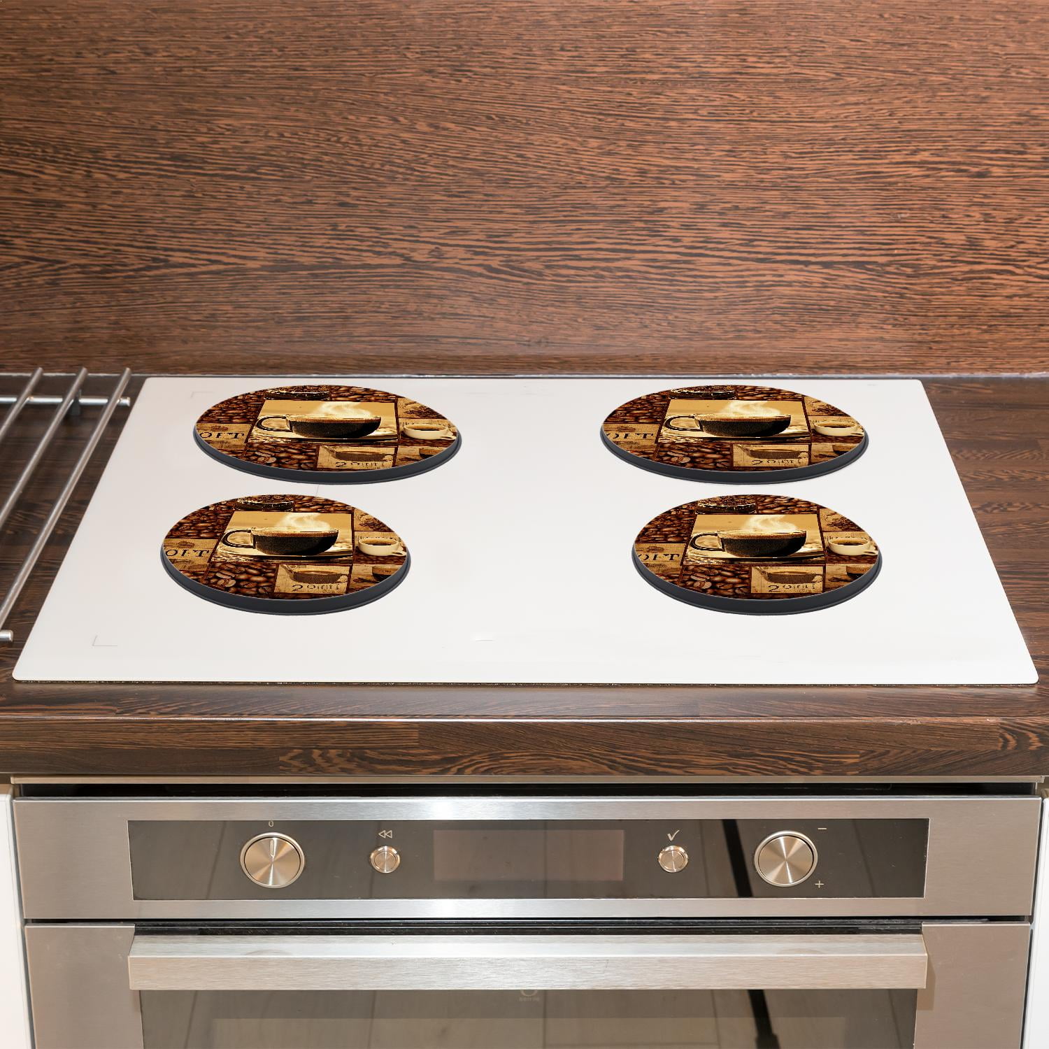 Stove Burner Covers 4 Pcs for Home Decor Cooktop Decorative ,coffee collage Beautiful Art, Round Electric Stove Burner Covers 8Inch And 10Inch